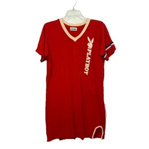 Vintage 70s Playboy x Diplomat Red Sleep Shirt Nightgown Pajamas PJS Gown Sz SM